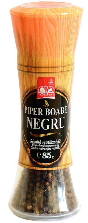 Piper negru boabe 85g rasnita sticla